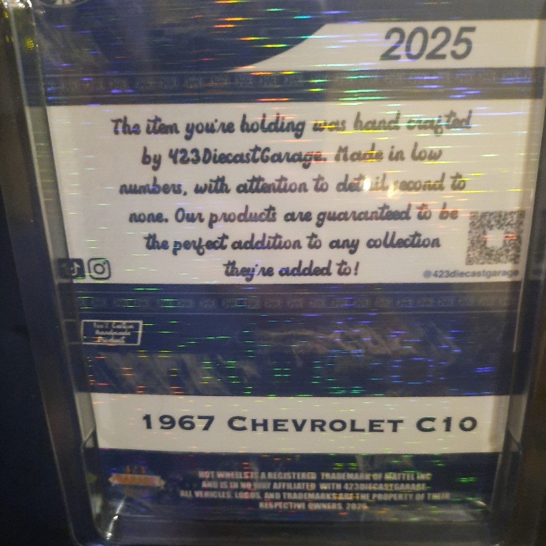 CUSTOM Hot Wheels 67 Chevy C-10 In Custom Packaging With Protectector