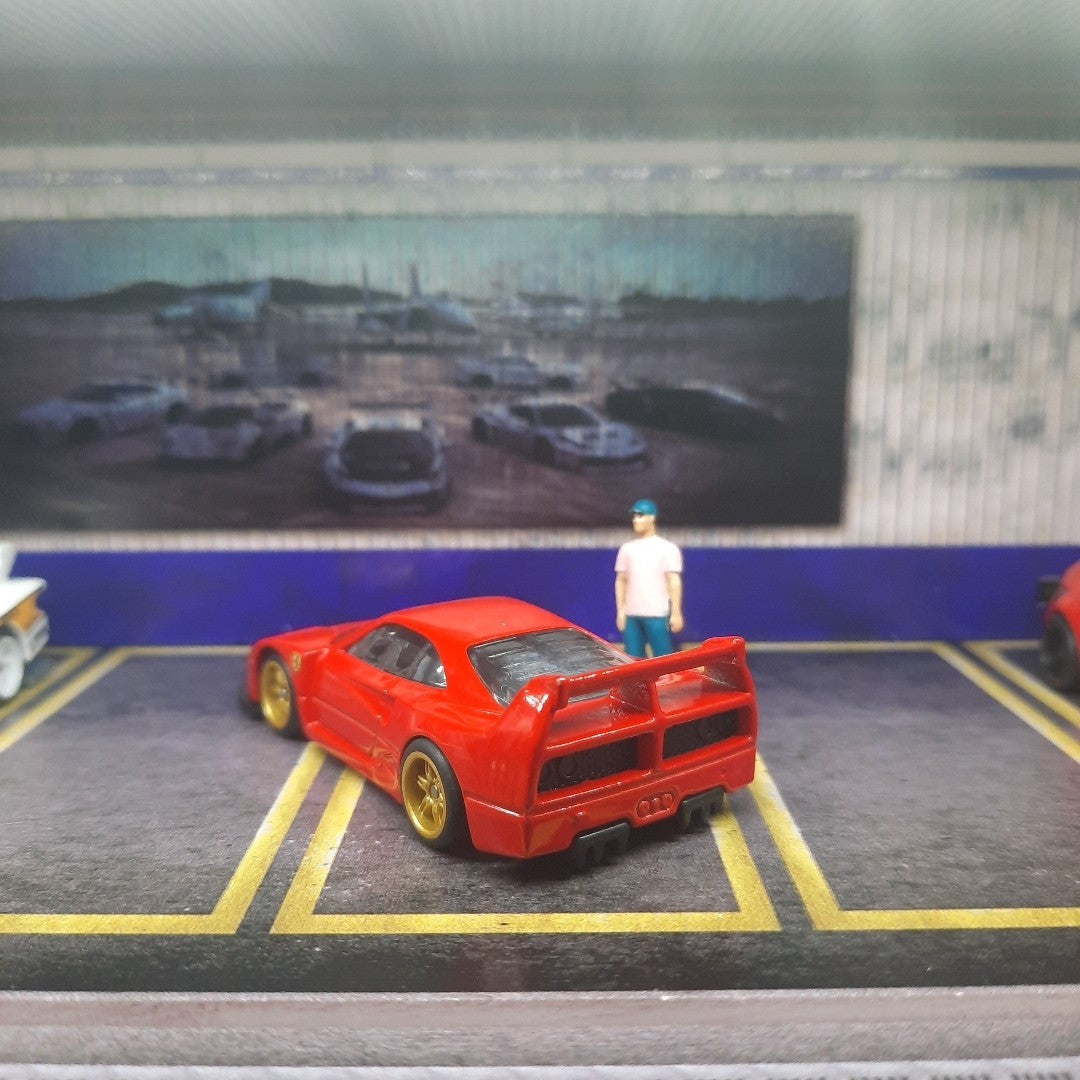 Hot Wheels LOOSE Red 1989 FERRARI F40 COMPETIZIONE Custom Wheel Swap