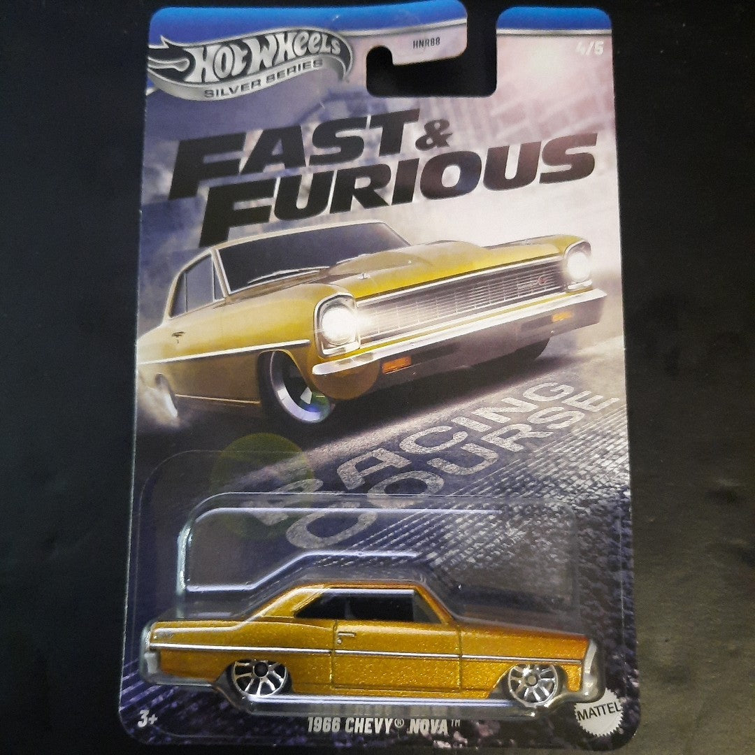 Hot Wheels 2025 Silver Series Fast & Furious Racing Course 1966 Chevy Nova Gold