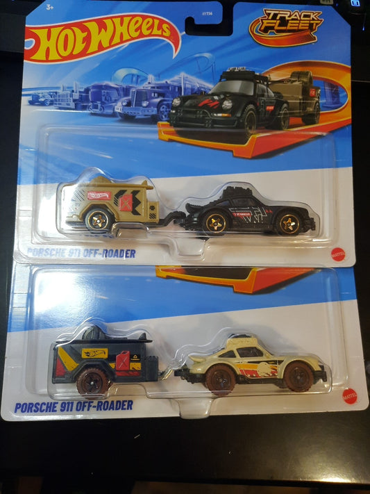 2025 Hot Wheels Track Fleet Porsche 911 Off-Roader Lot Of 2 BLACK/TAN