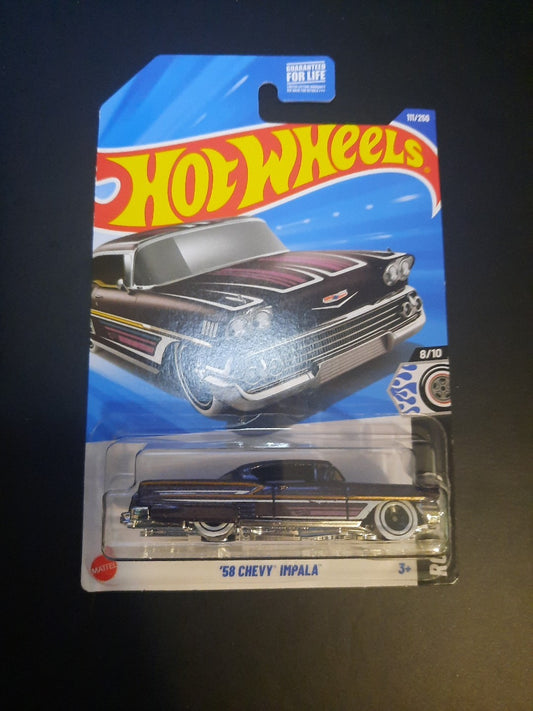 2025 Hot Wheels 58 Chevy Impala Black #111/250 Rod Squad NEW 
