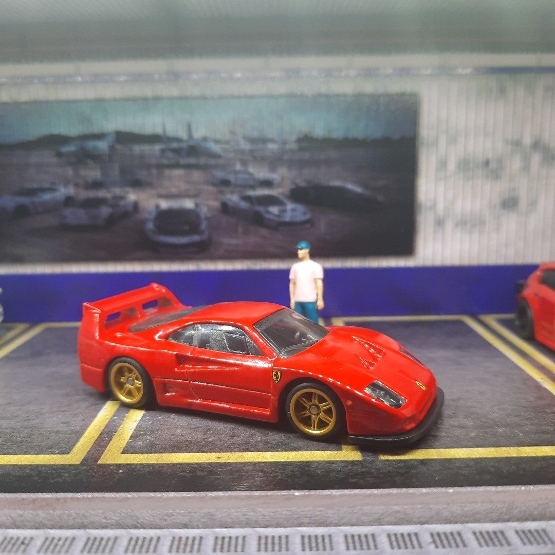 Hot Wheels LOOSE Red 1989 FERRARI F40 COMPETIZIONE Custom Wheel Swap