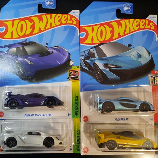 Hot Wheels Exotic Car 4 Pack McLaren Pagani Koenigsegg Lamborghini