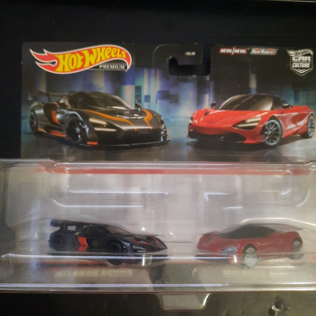 Hot Wheels Premium Car Culture 2-Pack McLaren Senna and McLaren 720S Cracked 