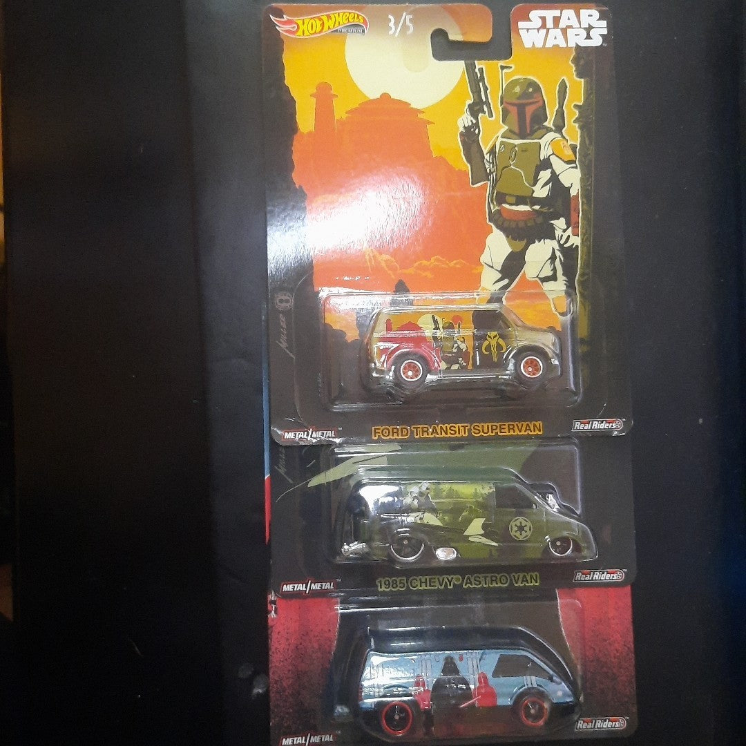 Hot Wheels Premium Star Wars Mandalorian Lot of 3 2023 Pop Culture Real Riders