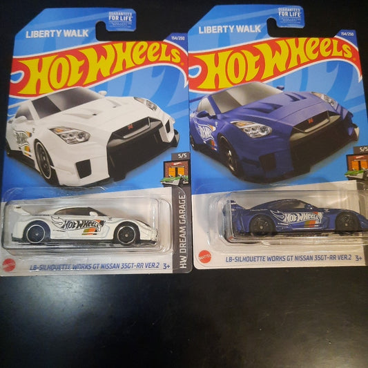 Hot Wheels LB-Silhouette Works GT Nissan 35GT-RR Liberty Walk GTR35 LBWK Blu/Wht