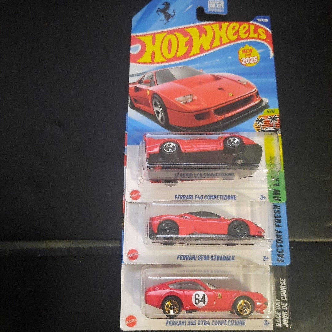 2025 Hot Wheels Ferrari F40/365 GTB4/SF90 Stradale 3 Pack New 