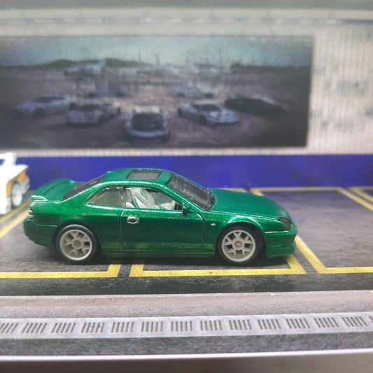 CUSTOM Hot Wheels '98 Honda Prelude Metal Flake Green With Premium Wheels 