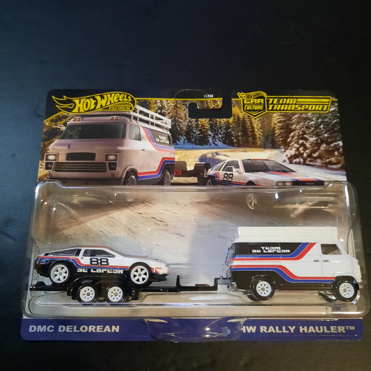 Hot Wheels Team Transport DMC Delorean & HW Rally Hauler